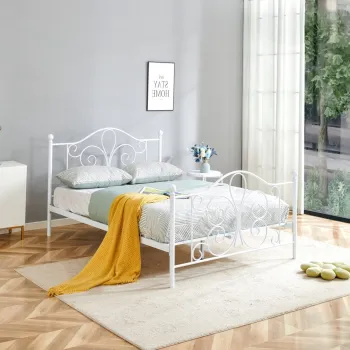 Pat metalic Panama alb 140x200 cm imagine