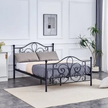 Pat metalic Panama negru 140x200 cm imagine