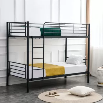 Pat supraetajat metalic Bunky negru - 90 x 200 cm imagine