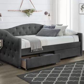 Pat tapitat Aloha Velvet Gri - 90 x 200 cm imagine