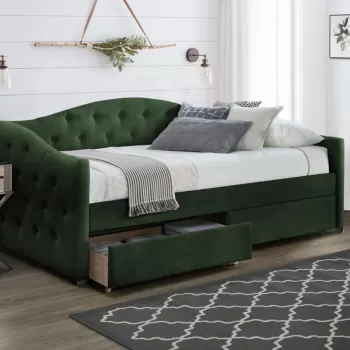 Pat tapitat Aloha Velvet Verde - 90 x 200 cm imagine