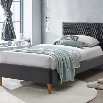 Pat tapitat Azurro Velvet Gri - 90 x 200 cm imagine