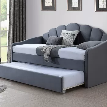 Pat tapitat Bella Velvet Gri - 90 x 200 cm imagine