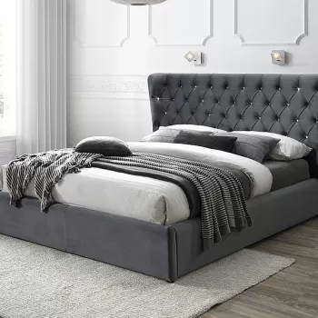 Pat tapitat Carven Velvet Gri - 160 x 200 cm imagine