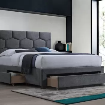 Pat tapitat cu stofa Harriet gri - 160 x 200 cm imagine