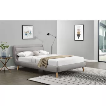 Pat tapitat stofa Elanda gri deschis - 140x200 cm imagine