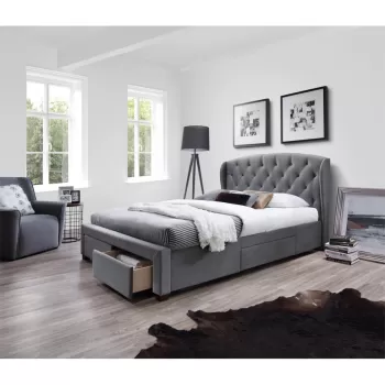 Pat tapitat stofa Sabrina gri - 160x200 cm imagine