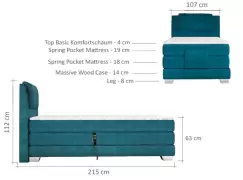 Pat tapitat tip boxspring Wave 100 - 100/200, L215 x l107 x h112 cm imagine
