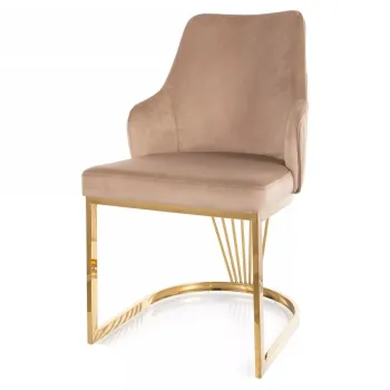 Scaun Alure velvet bej/auriu Blu28 imagine