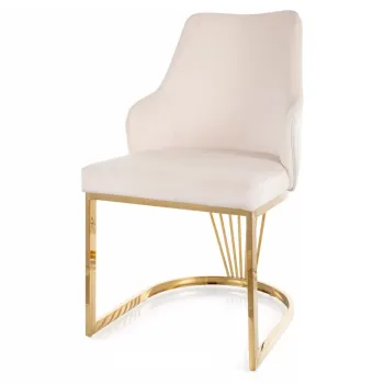 Scaun Alure velvet bej deschis/auriu Blu22 imagine