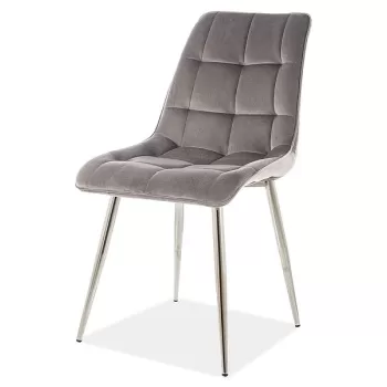 Scaun Chic Velvet Gri/ Chrom - l47 x A41 x H87 cm imagine