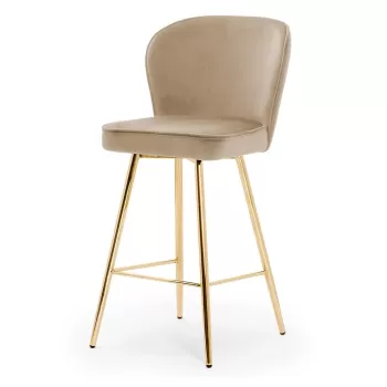 Scaun de bar Aine bej picioare gold - H70 cm imagine