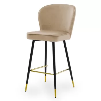 Scaun de bar Aine bej picioare negru/gold - H60 cm imagine