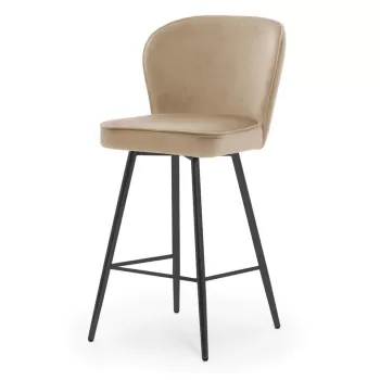 Scaun de bar Aine bej picioare negru - H60 cm imagine