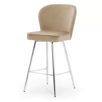 Scaun de bar Aine bej picioare silver - H70 cm imagine