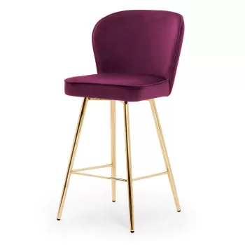 Scaun de bar Aine burgundy picioare gold - H70 cm imagine