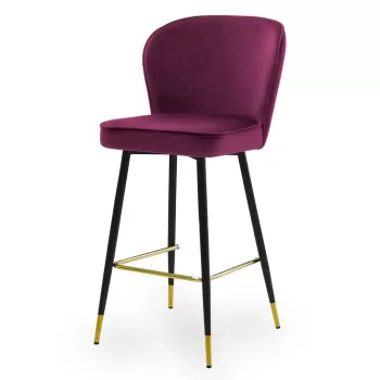 Scaun de bar Aine burgundy picioare negru/gold - H70 cm imagine