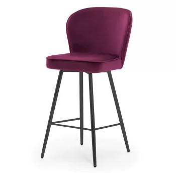 Scaun de bar Aine burgundy picioare negru - H70 cm imagine