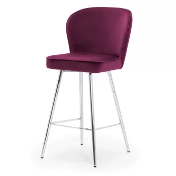 Scaun de bar Aine burgundy picioare silver - H60 cm imagine