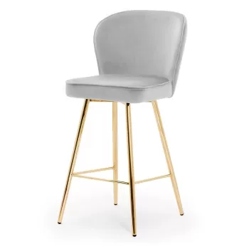 Scaun de bar Aine gri picioare gold - H70 cm imagine