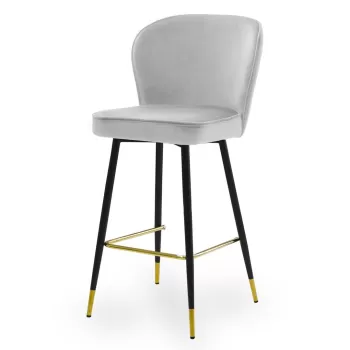 Scaun de bar Aine gri picioare negru/gold - H60 cm imagine