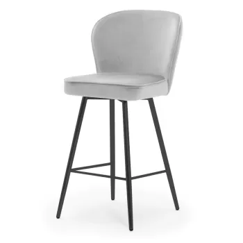 Scaun de bar Aine gri picioare negru - H60 cm imagine