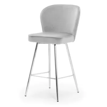 Scaun de bar Aine gri picioare silver - H70 cm imagine