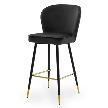 Scaun de bar Aine negru picioare negru/gold - H60 cm imagine
