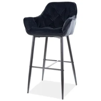 Scaun de bar Cherry Velvet H-1 Negru - H105 cm BF25 imagine
