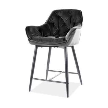 Scaun de bar Cherry velvet H-2 negru Blu19 imagine