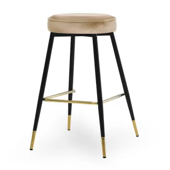 Scaun de bar Circo bej picioare negru/gold - H65 cm imagine