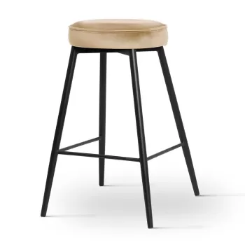 Scaun de bar Circo bej picioare negru - H65 cm imagine
