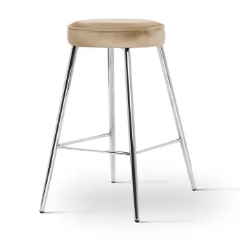 Scaun de bar Circo bej picioare silver - H65 cm imagine