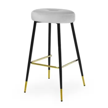 Scaun de bar Circo gri picioare negru/gold - H65 cm imagine