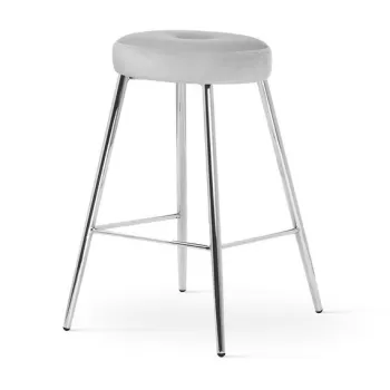 Scaun de bar Circo gri picioare silver - H65 cm imagine