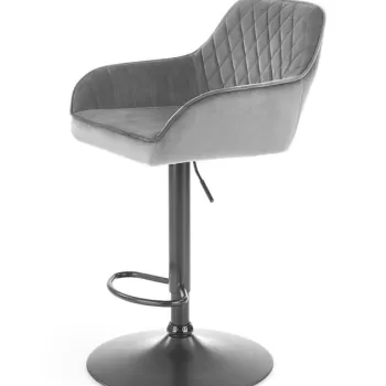 Scaun de bar H-103 velvet gri - H114 cm imagine