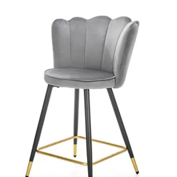 Scaun de bar H-106 velvet gri imagine