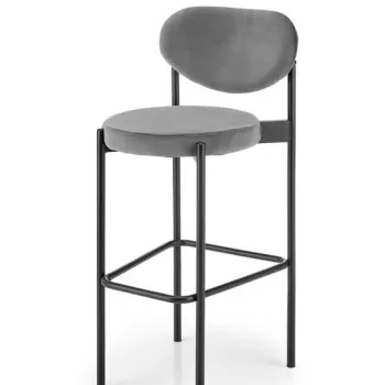 Scaun de bar H-108 velvet gri imagine