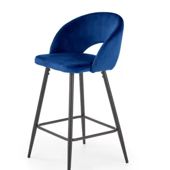 Scaun de bar H-96 velvet albastru - H89 cm imagine
