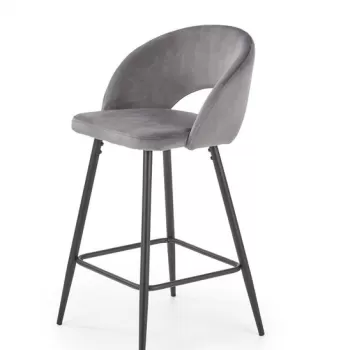 Scaun de bar H-96 velvet gri - H89 cm imagine