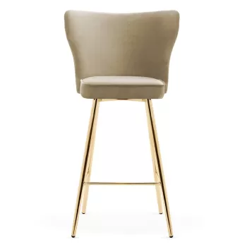 Scaun de bar Modena bej picioare gold - H70 cm imagine