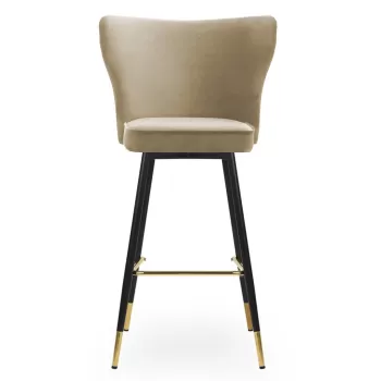 Scaun de bar Modena bej picioare negru/gold - H60 cm imagine