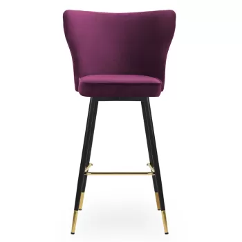 Scaun de bar Modena burgundy picioare negru/gold - H60 cm imagine