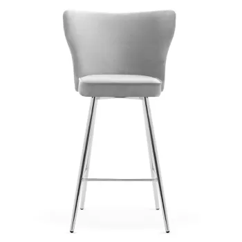 Scaun de bar Modena gri picioare silver - H60 cm imagine