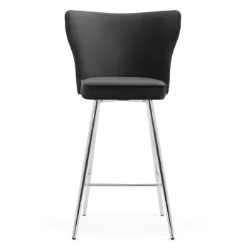 Scaun de bar Modena negru picioare silver - H60 cm imagine