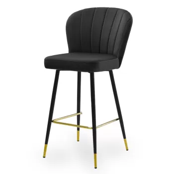 Scaun de bar Shelly negru picioare negre/gold - H107 cm imagine
