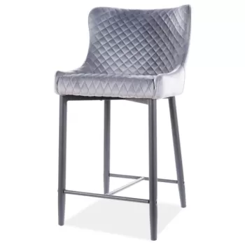 Scaun de bar tapitat Colin B H-2 gri - H 88 cm imagine