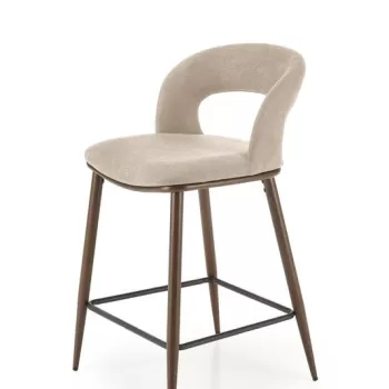 Scaun de bar tapitat H-114 bej/nuc imagine