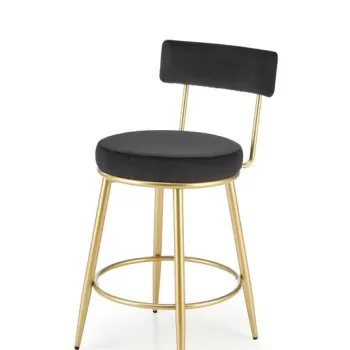 Scaun de bar tapitat H-115 velvet negru imagine