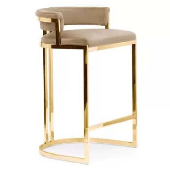 Scaun de bar tapitat Vegas bej/gold - H92 cm imagine